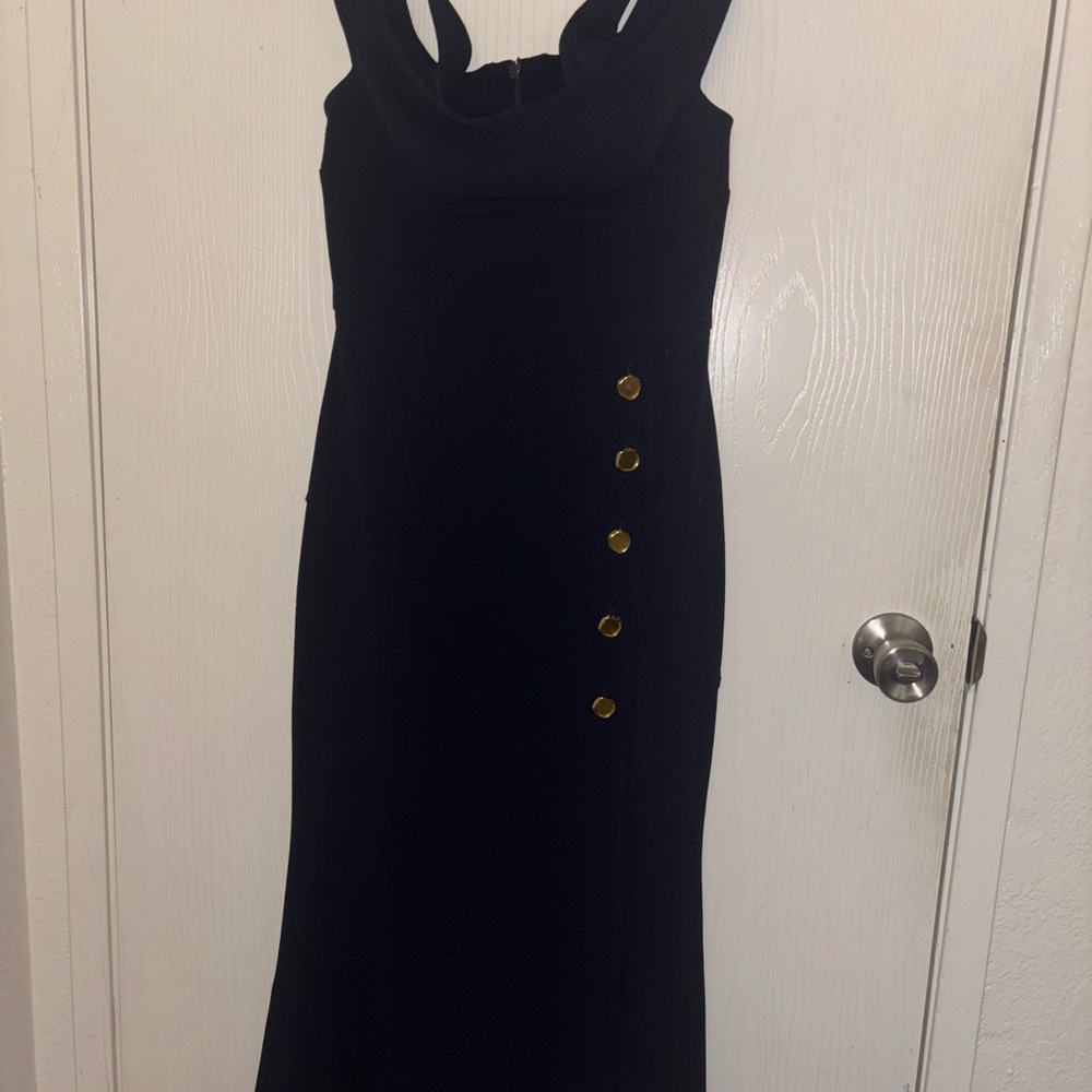 Navy Dress with Gold Accents